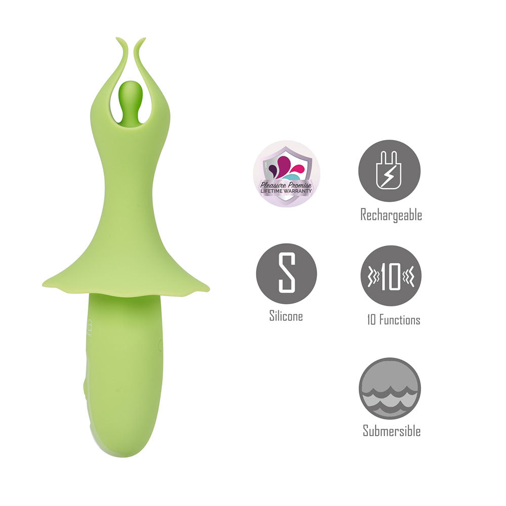 Maia SIENNA - Green - Green 15.2 cm USB Rechargeable Fluttering Bullet
