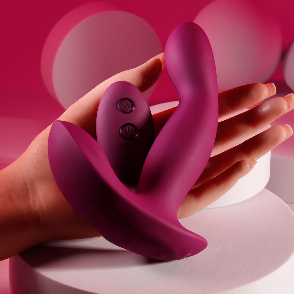 Evolved COME ON OVER - Burgundy Red 15.9 cm USB Rechargeable Vibrator with Wireless Remote