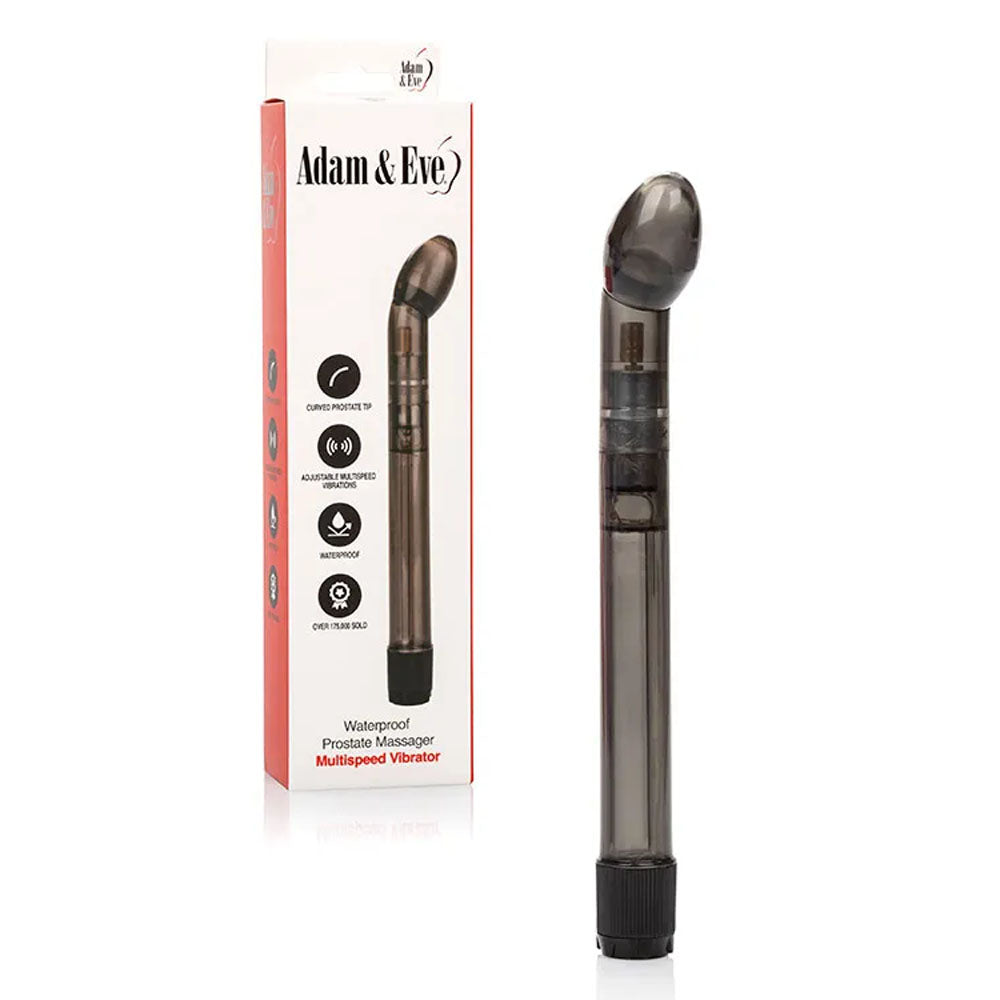 Adam & Eve WATERPROOF PROSTATE MASSAGER - Black 17.8 cm (7'') Vibrating Prostate Massager