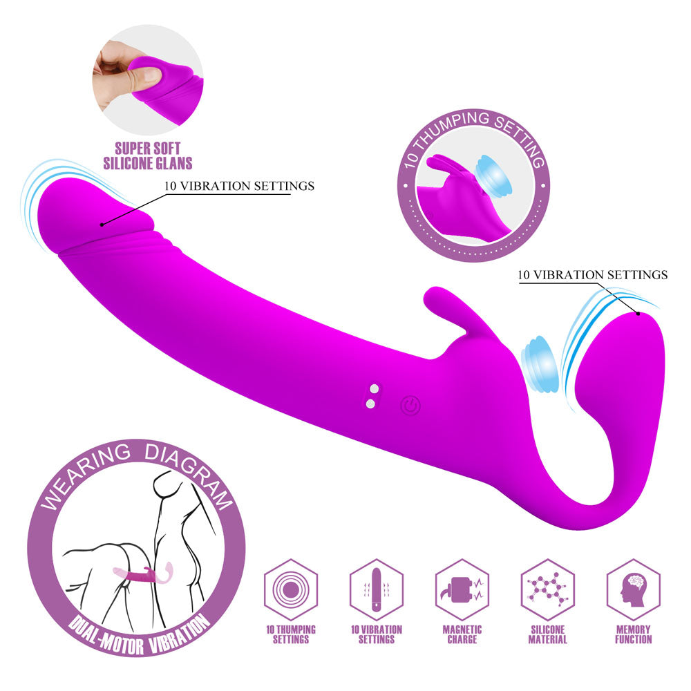 Party Up OLIVER Strapless Strap-On - Purple 28.3 cm USB Rechargeable Strapless Strap-On