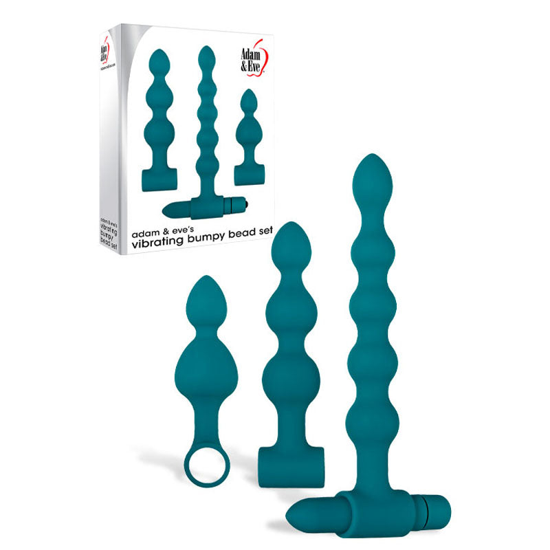 Adam & Eve Vibrating Bumpy Bead Set - Green Vibrating Anal Bead Set